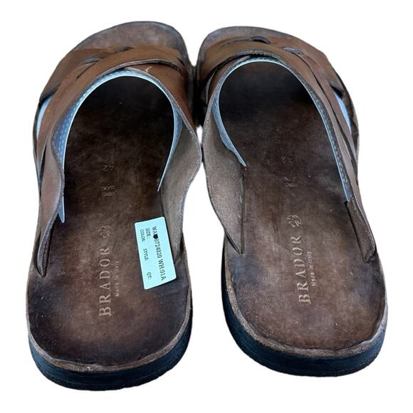 Brador Sandals Men Size 8.5-9 Brown Genuine Leather Made in Italy - Picture 2 of 6